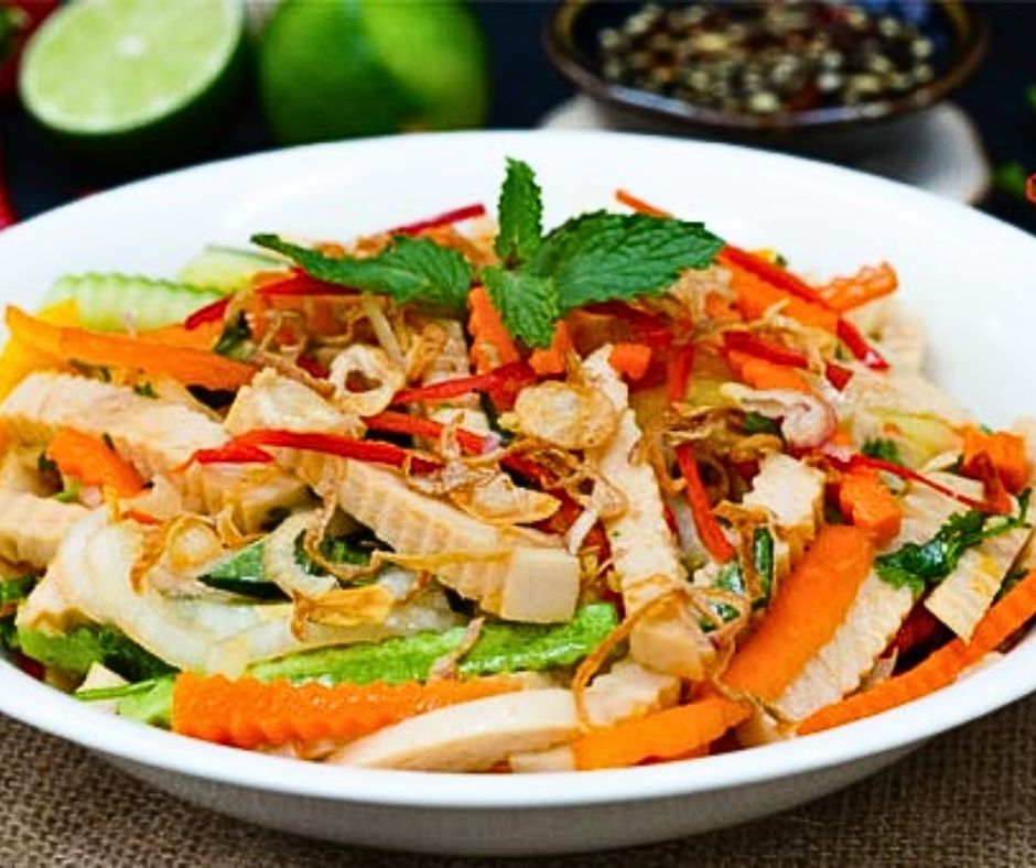 xoài xanh trộn chả